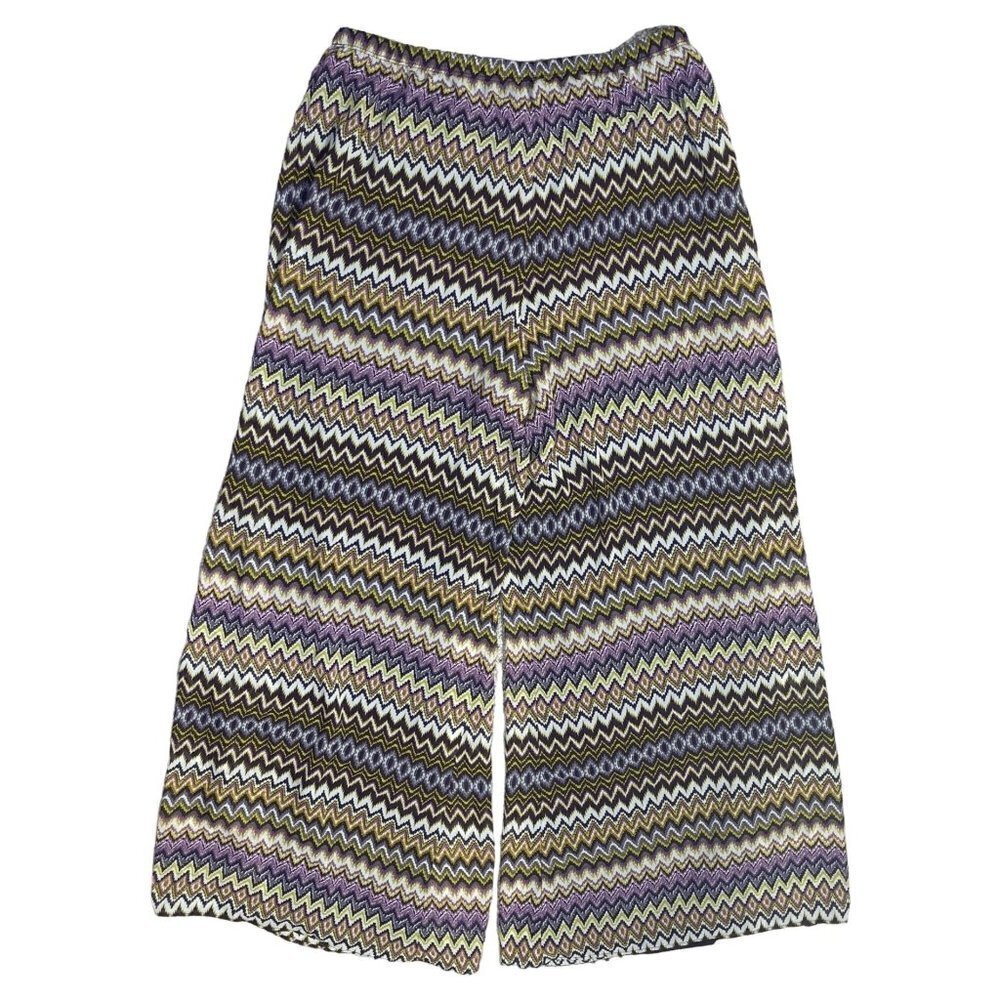 Annalee + Hope Palazzo Pants Elastic Waist Chevron Purple Gold Size L Large